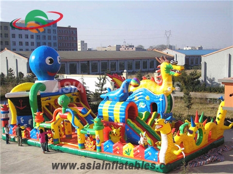 Inflatable Large-Scale Jellyfish 5 In 1 Fun City Slide Obstacle bouncer and Playground