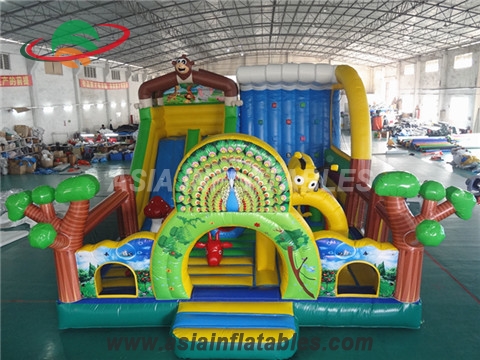 Colorful Inflatable Peacock Bouncer Playground For Kids