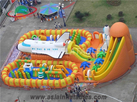 Inflatable Giant Airport Playground with Plane and Rocket/Inflatable Airport Fun City