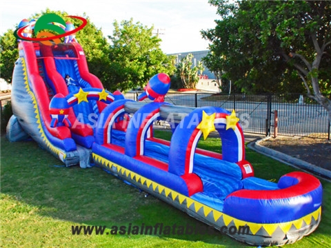 Inflatable rocket water slip and slide