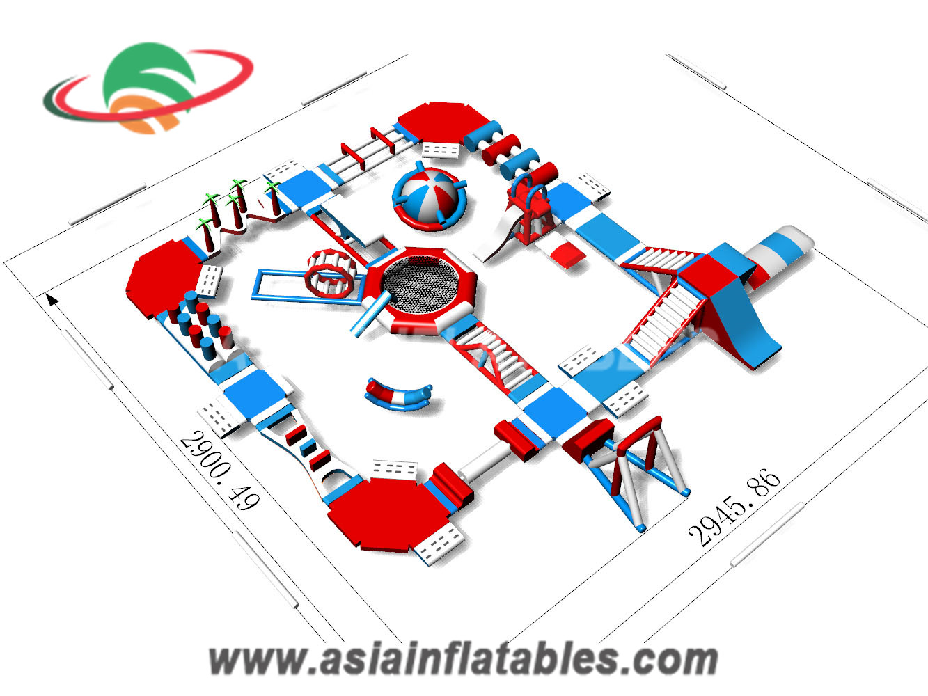 Custom Inflatable Red Bull Floating Island Platform